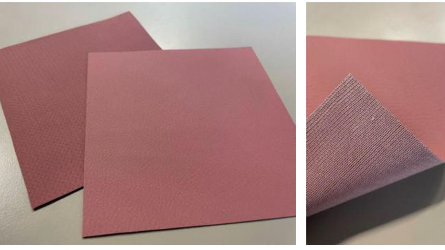 PLA artificial leather (left), backing of PLA knitted fabric (right)